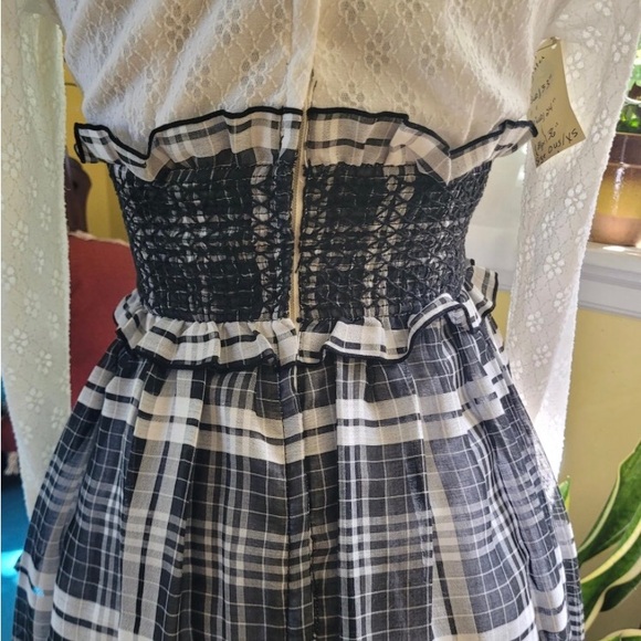 Vintage 1970 Joyce Palmer Stunning maxi dress with smocked waist, lace. US0P - Picture 5 of 9